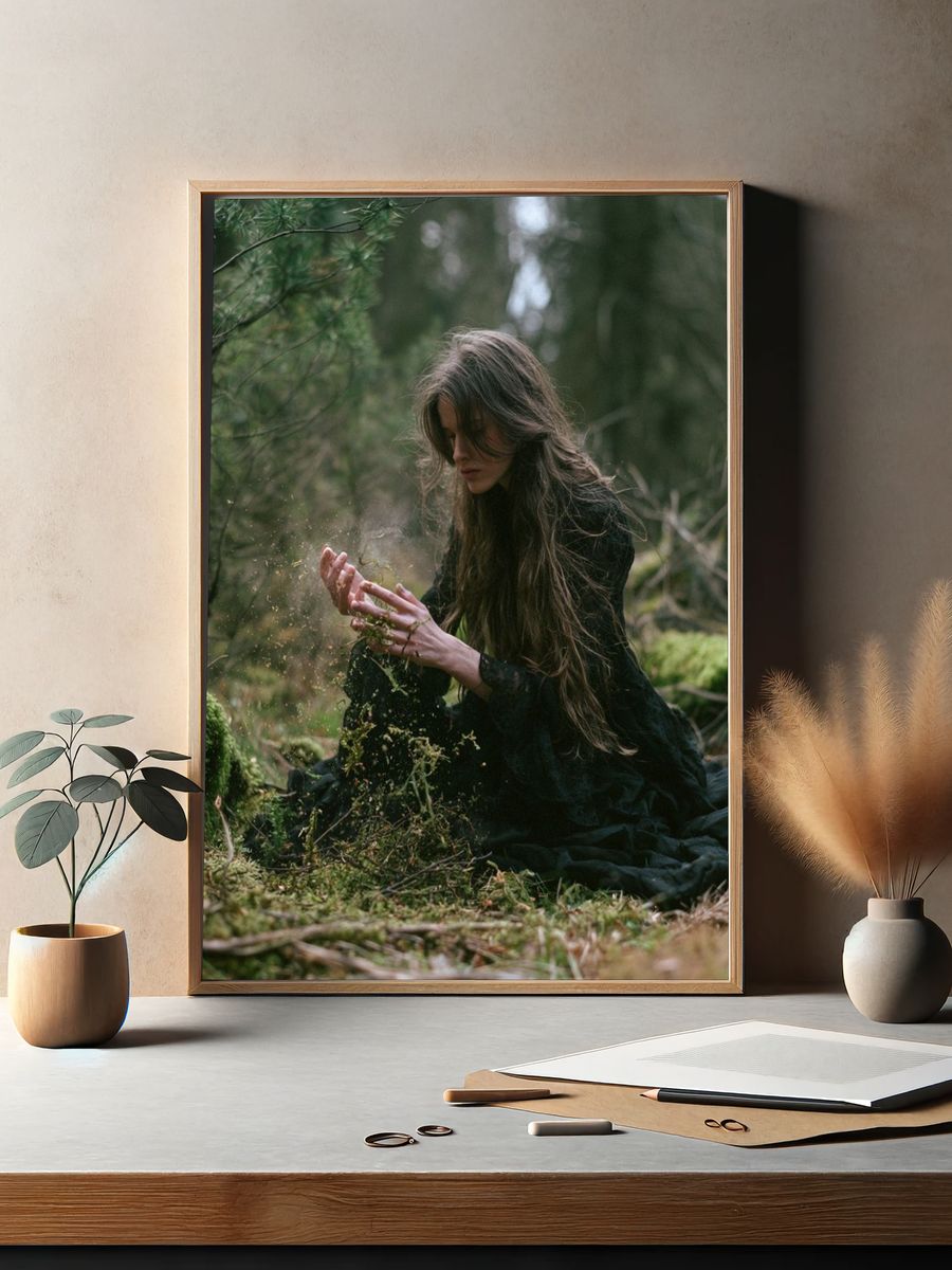 Forest Witch Portrait Print. — room view 2