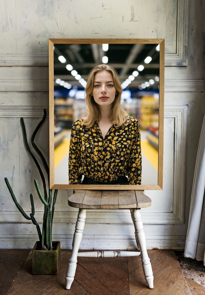 Blonde Portrait in Supermarket Poster. room preview