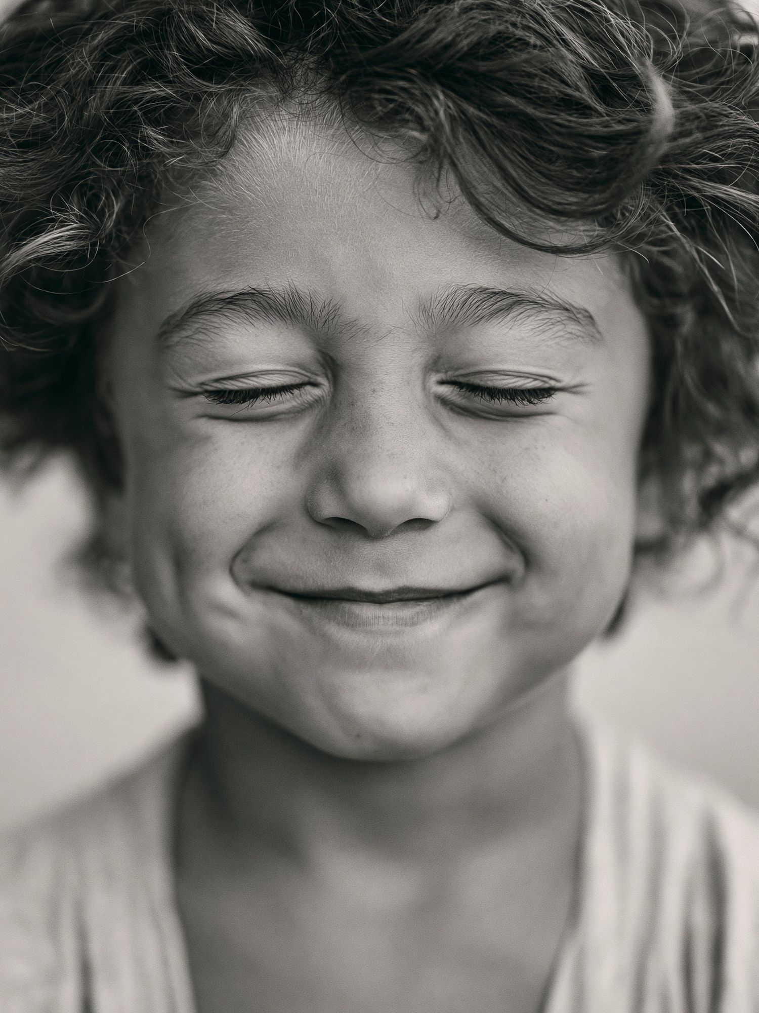 Smiling Child Portrait Black-White Poster. poster — photography art