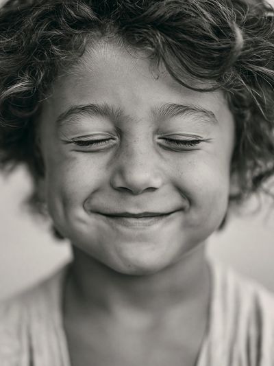 Smiling Child Portrait Black-White Poster.
