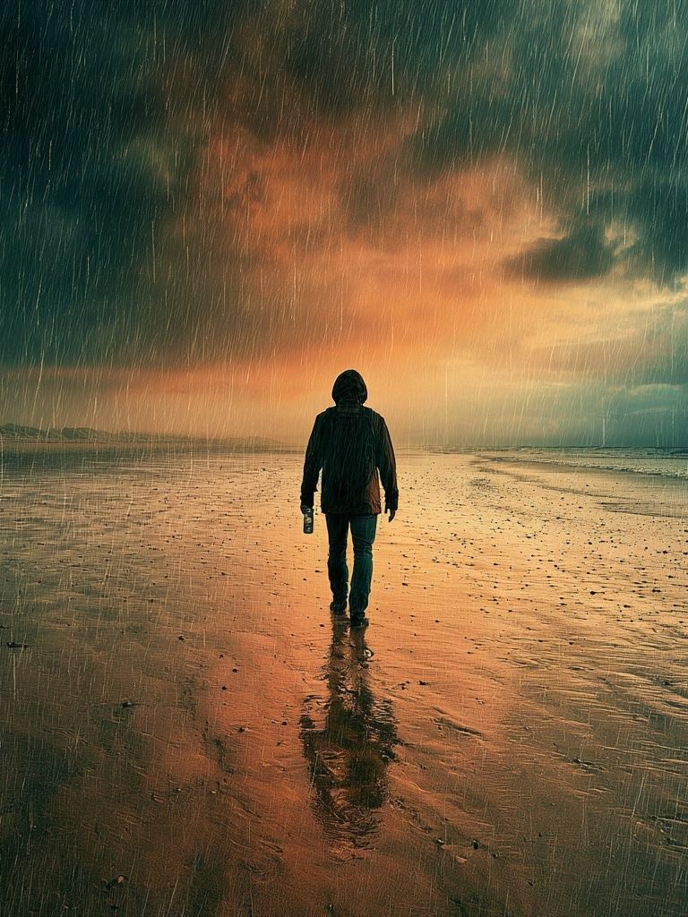 Rainy Beach Solitude Photography Poster. poster — photography art