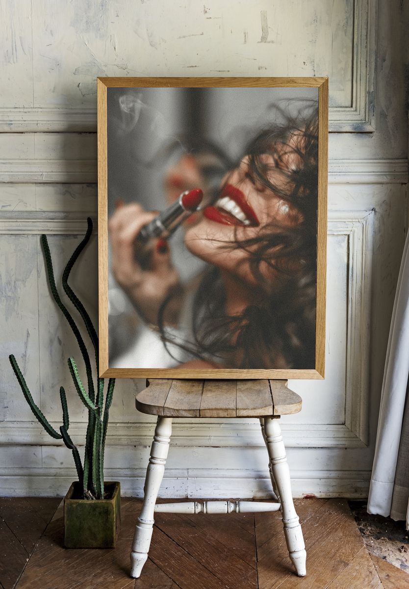 Red Lipstick Portrait Photography Poster. — room view 1