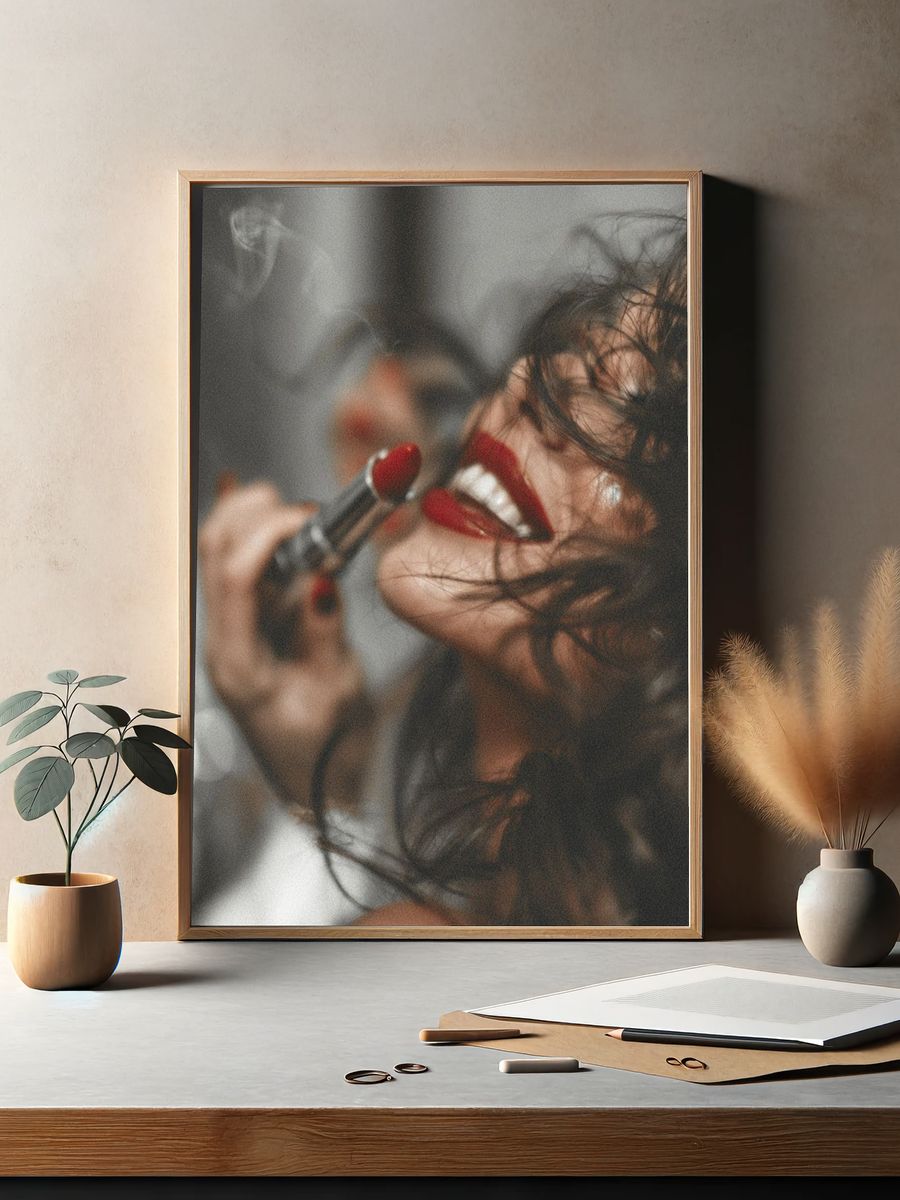 Red Lipstick Portrait Photography Poster. — room view 2