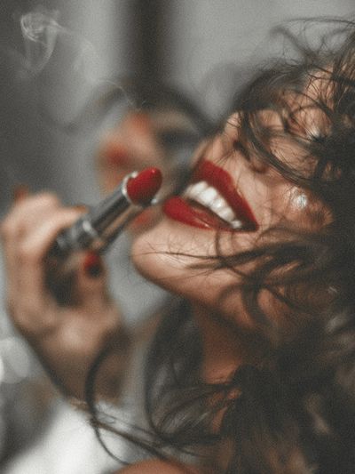 Red Lipstick Portrait Photography Poster. poster