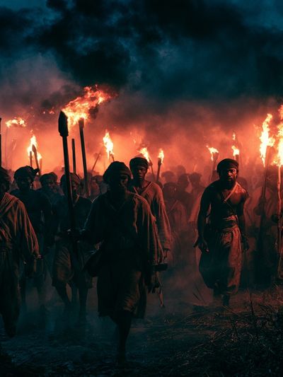 Torchlit Procession Photography Poster.