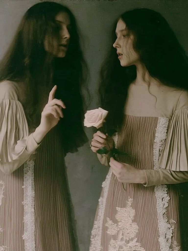 Twin Portrait Fashion Print. poster detail