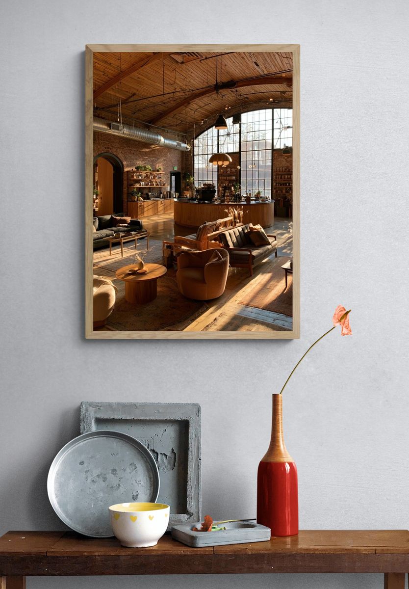 Industrial Loft Interior Photography Poster. — room view 3