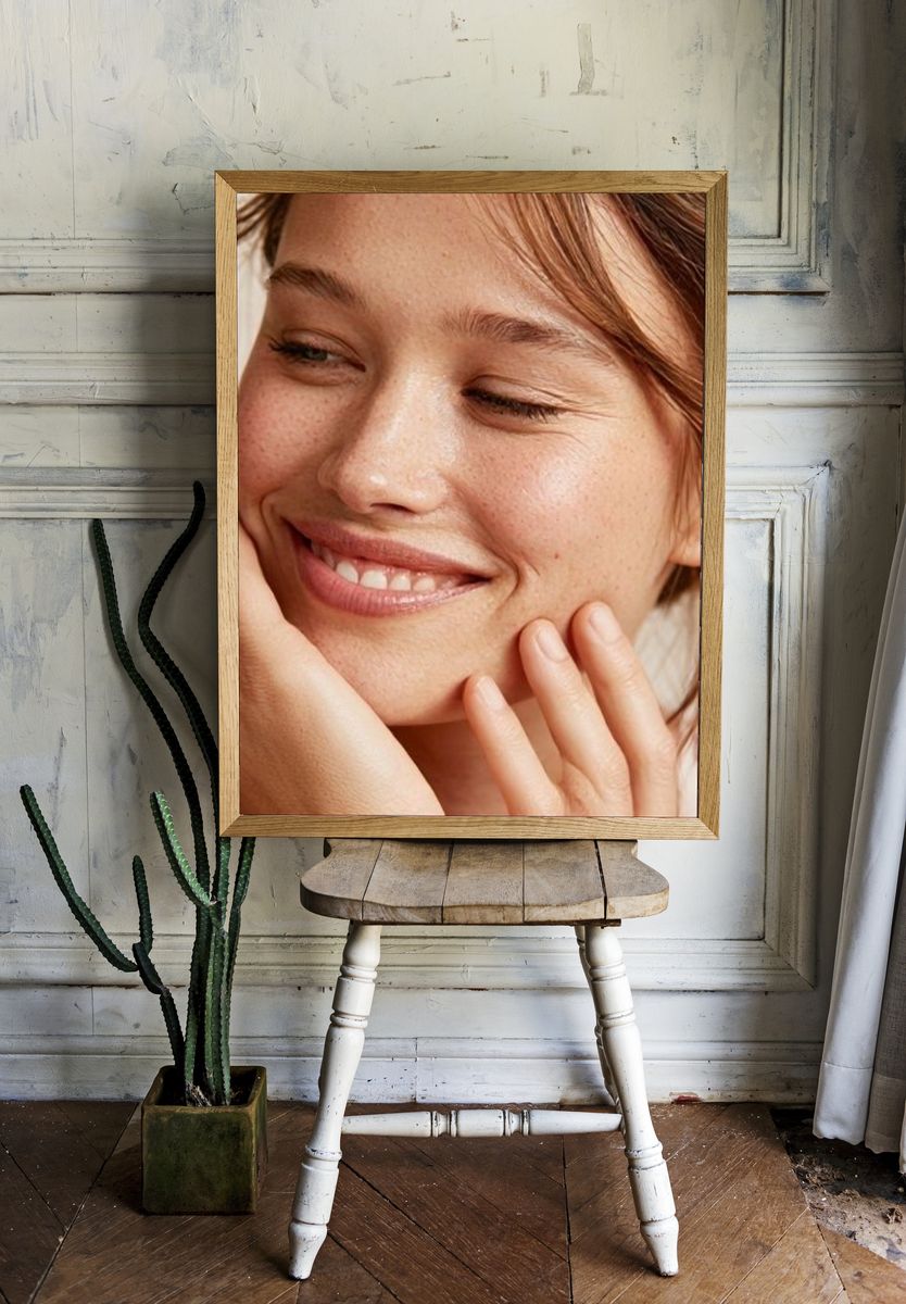 Smiling Woman Portrait Photography Poster. room preview