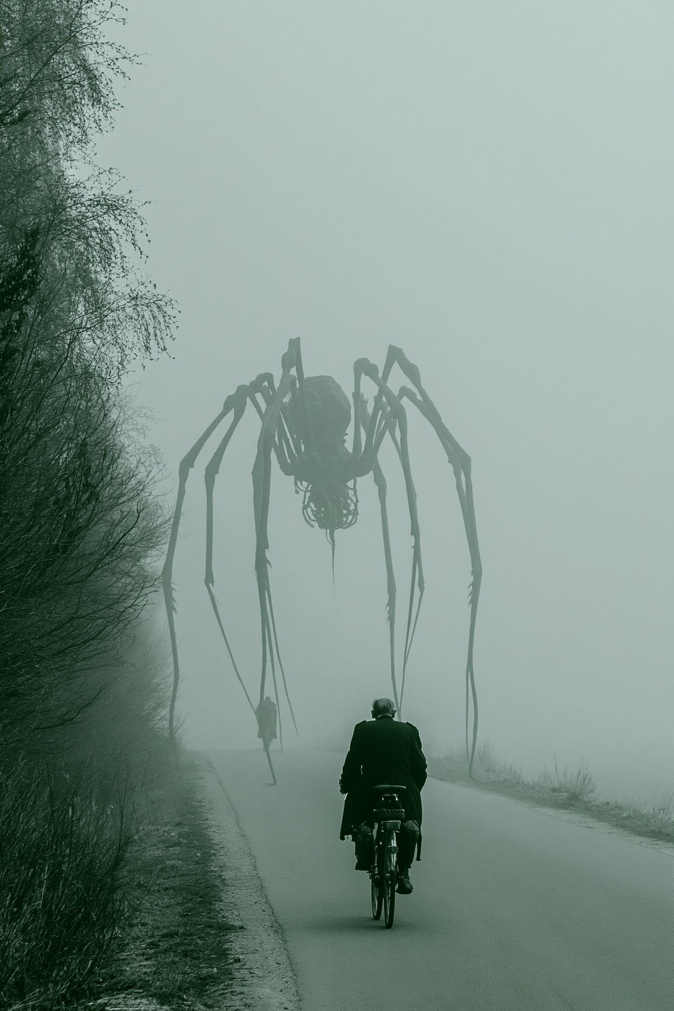 Foggy Spider Encounter Photography Poster. poster — photography art