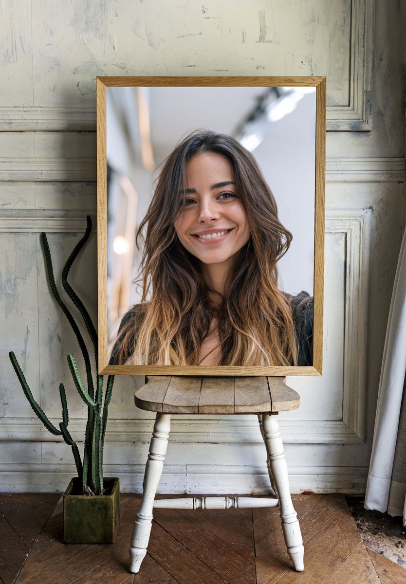 Smiling Woman Portrait Print. — room view 1