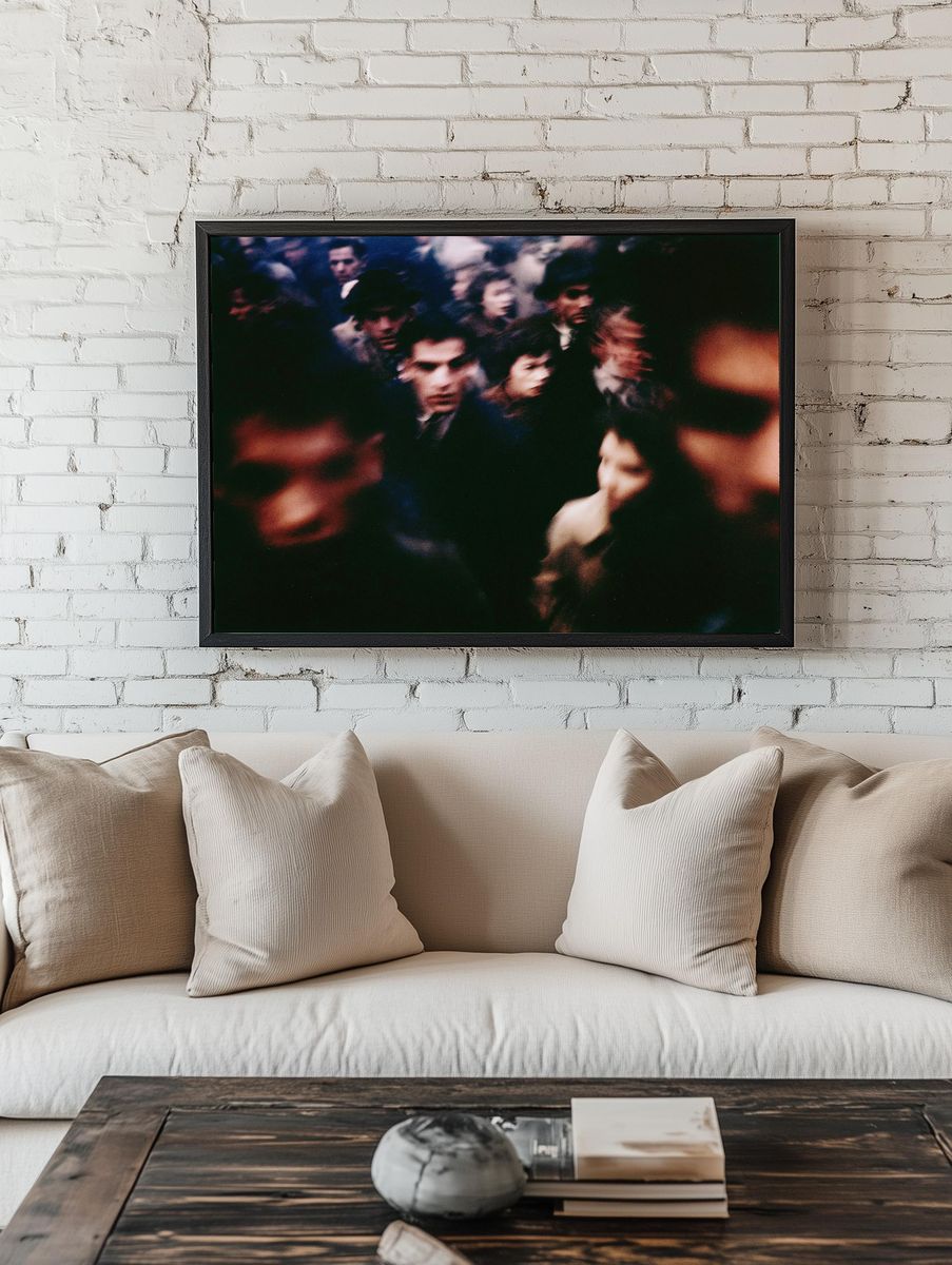 Blurred Crowd Street Photography Poster. — room view 1