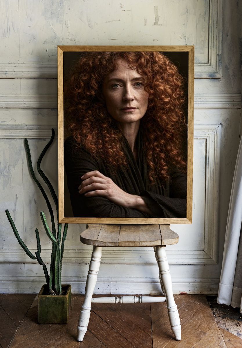 Red Curly Hair Portrait Photography Poster. room preview