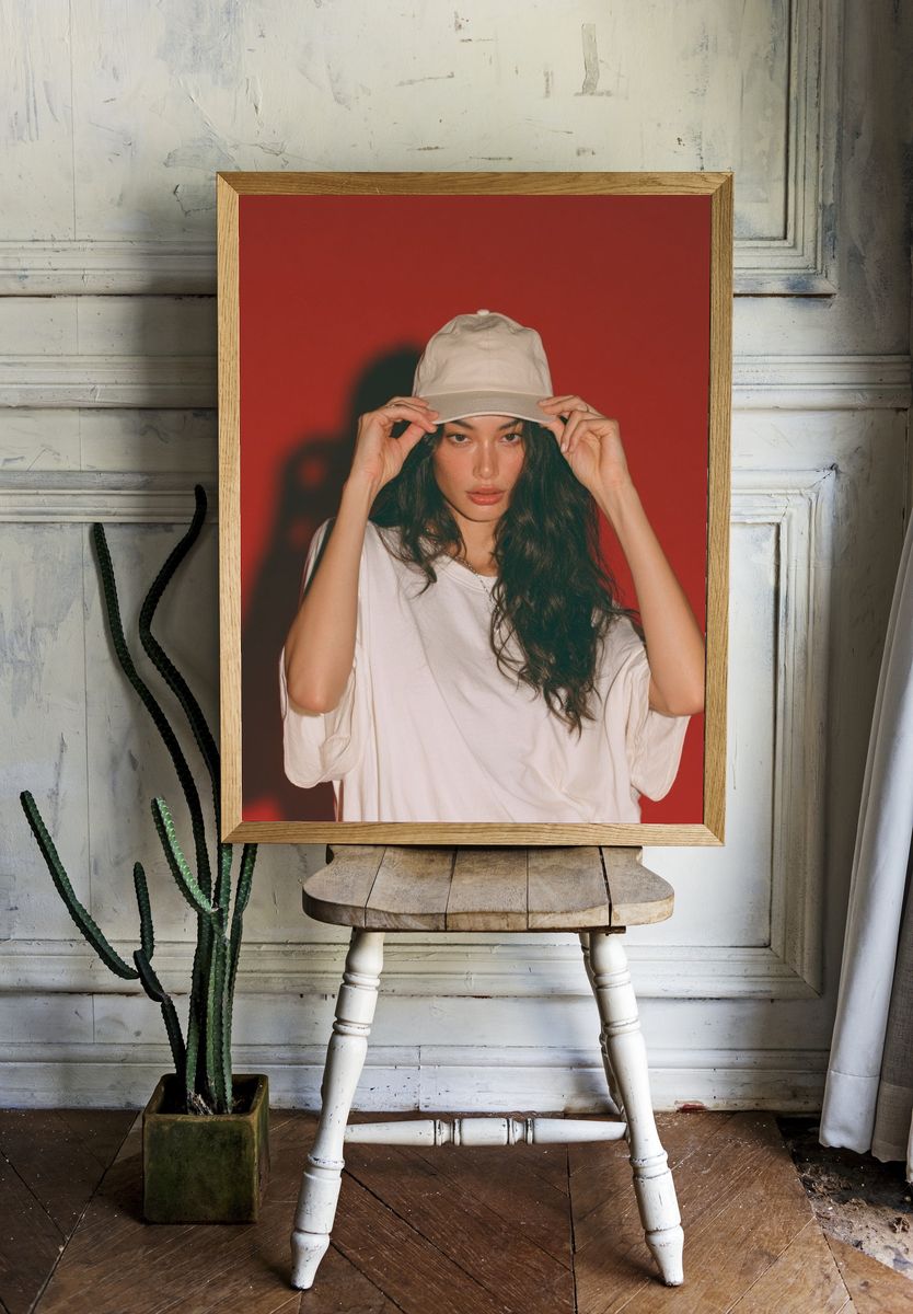 Red Studio Portrait Photography Poster. — room view 1