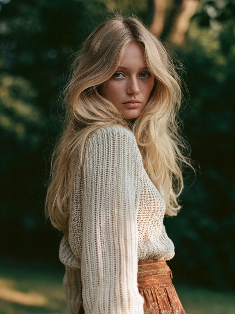 Blonde Portrait in Forest Poster. poster detail