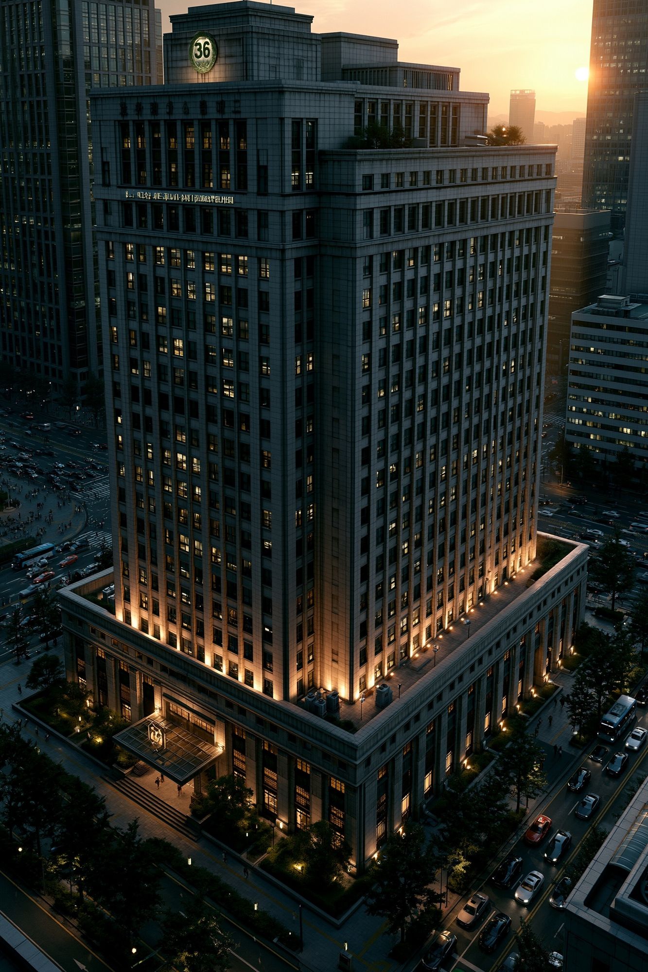 Sunset City Tower Photography Poster. poster detail