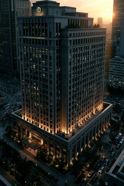 Sunset City Tower Photography Poster. poster