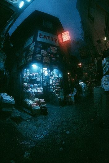 Neon Alley Night Photography Poster. poster detail