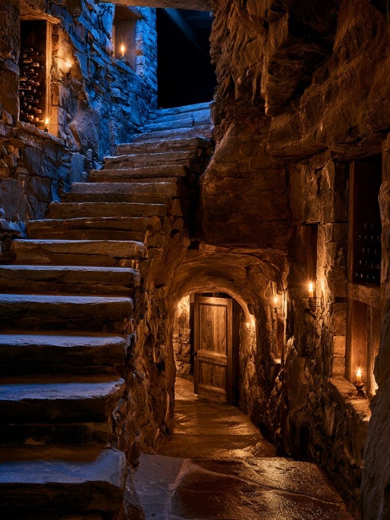 Candlelit Stone Stairway Photography Poster. poster — photography art