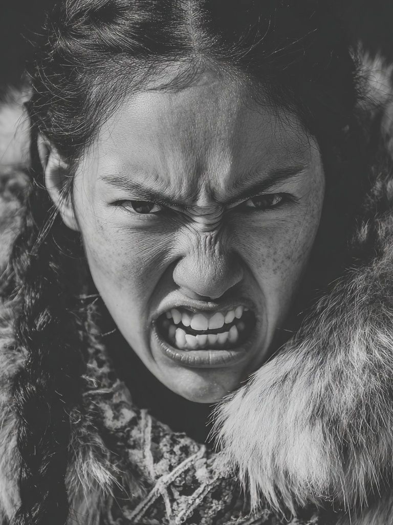 Intense Inuit Portrait Black-White Print. poster — photography art
