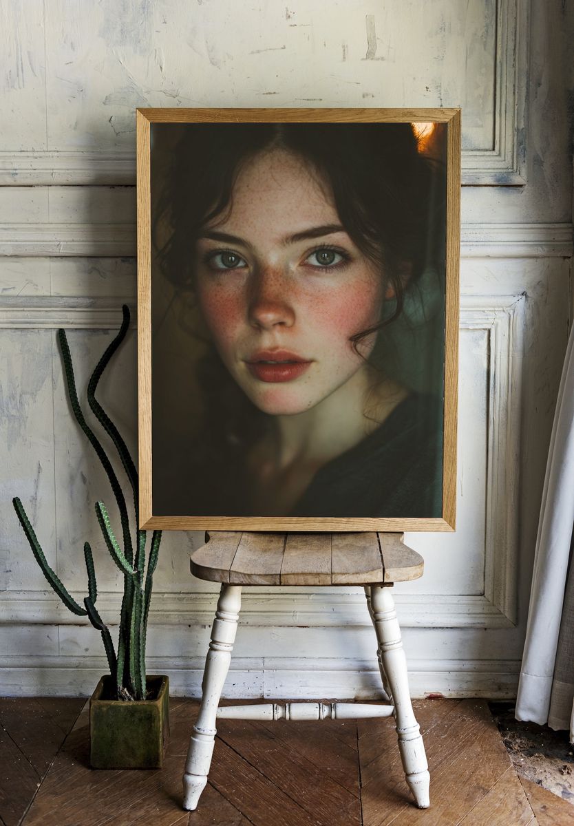 Freckled Portrait Photography Poster. — room view 1