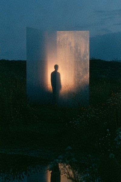 Silhouetted Figure at Dusk Poster. poster