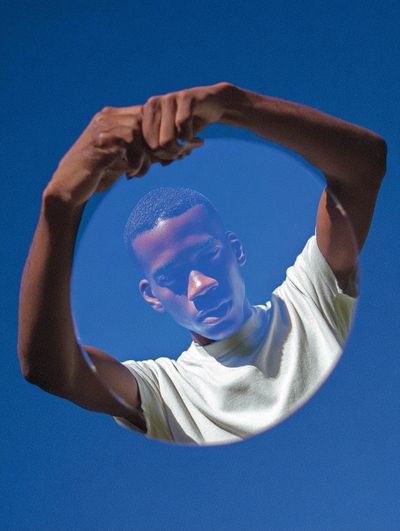 Blue Portrait Reflection Poster. poster print