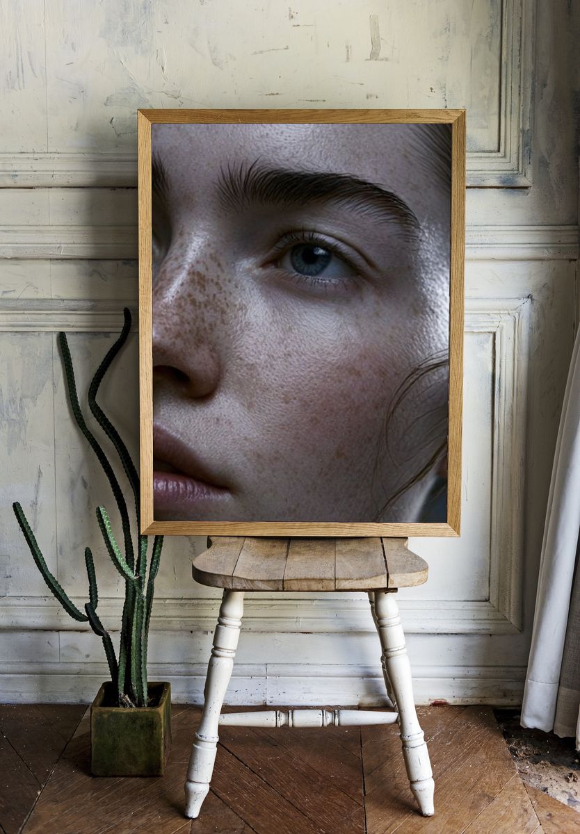 Freckled Portrait Photography Poster. — room view 1