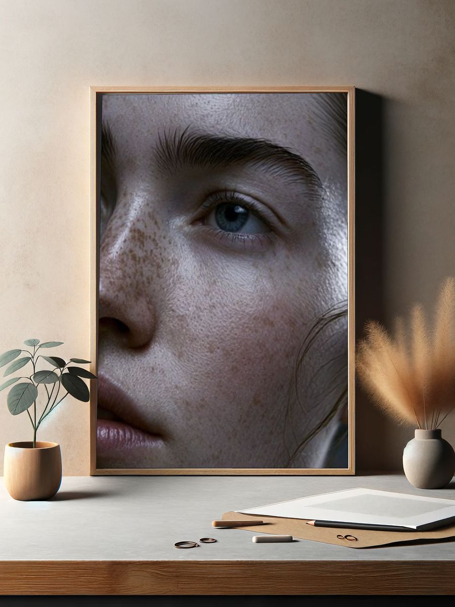 Freckled Portrait Photography Poster. — room view 2