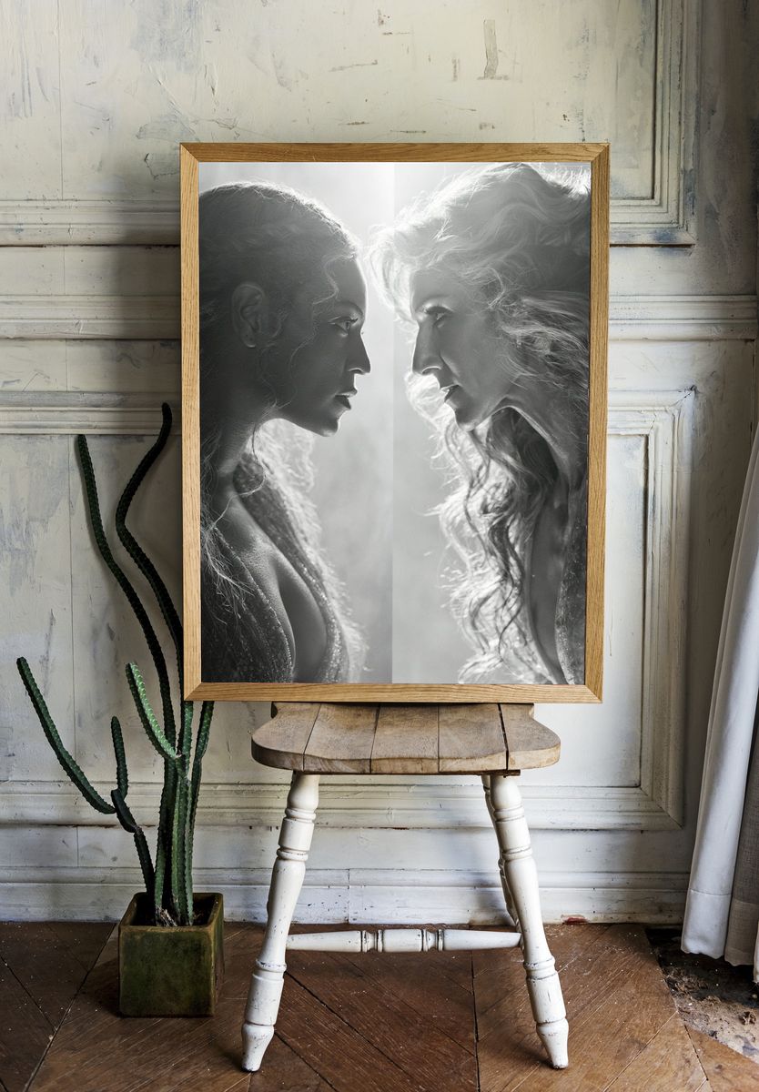 Dual Portrait in Light Print. room preview