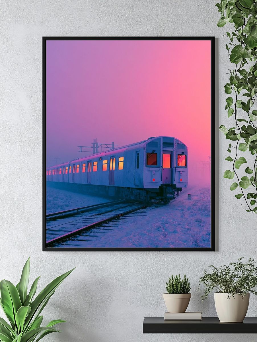 Neon Train at Dawn Poster. — room view 4