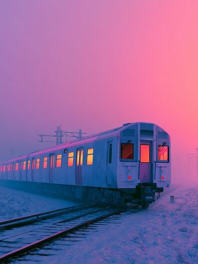 Neon Train at Dawn Poster.
