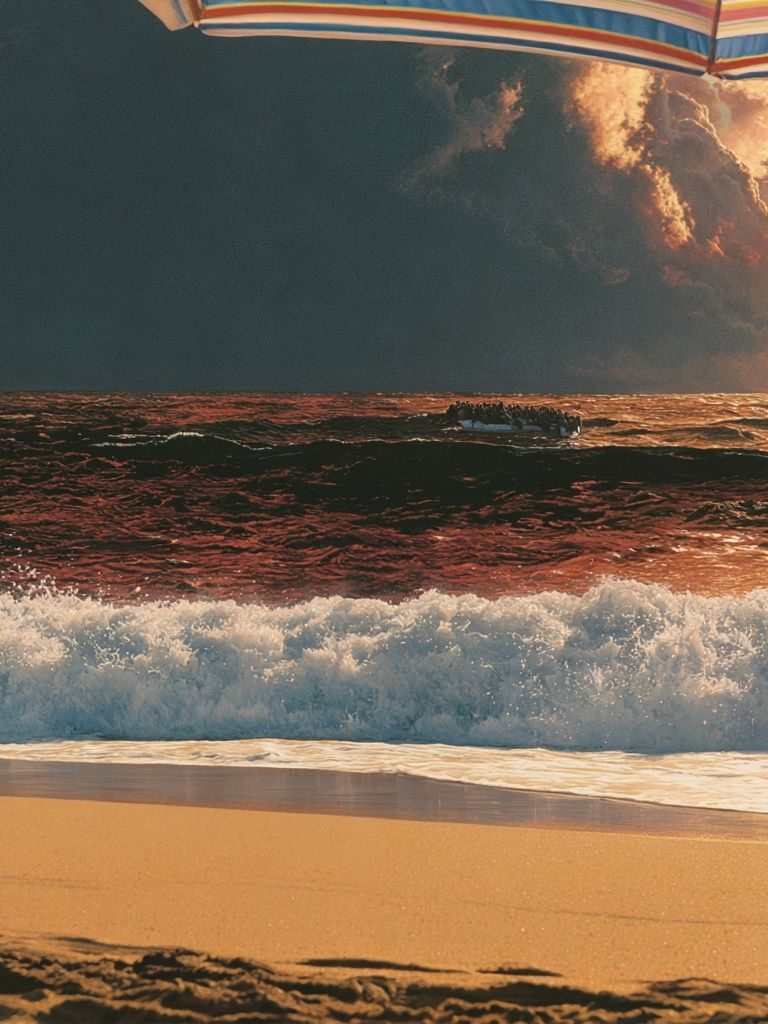 Sunset Beach Waves Photography Poster. poster detail