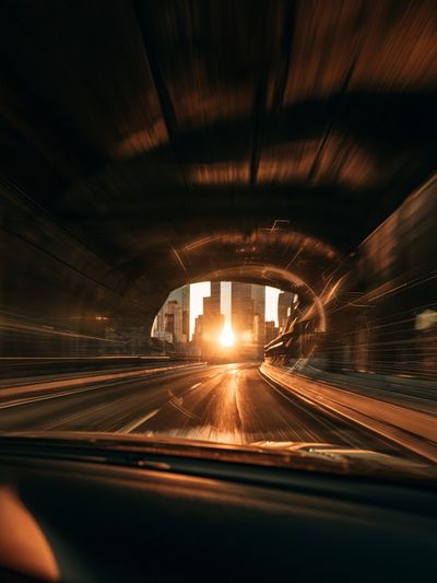 Sunset Tunnel Drive Photography Poster.