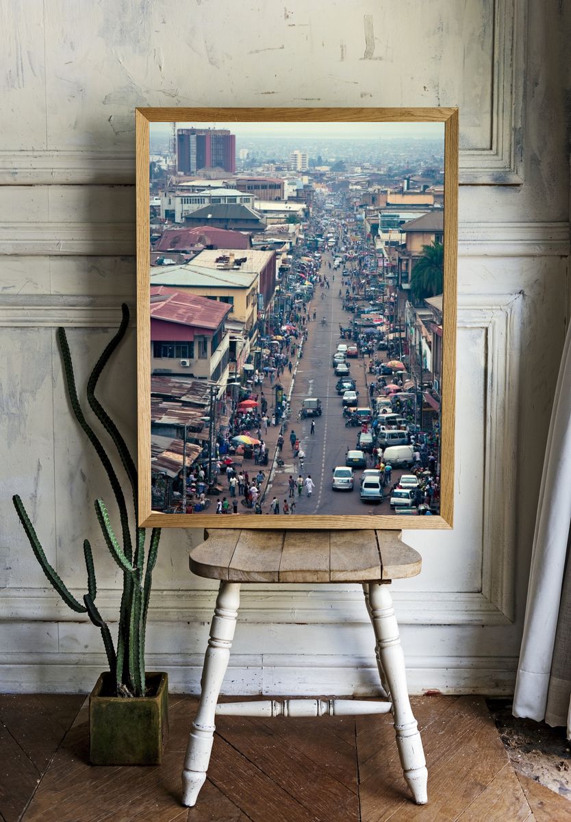 Bustling City Market Street Photography Poster. room preview