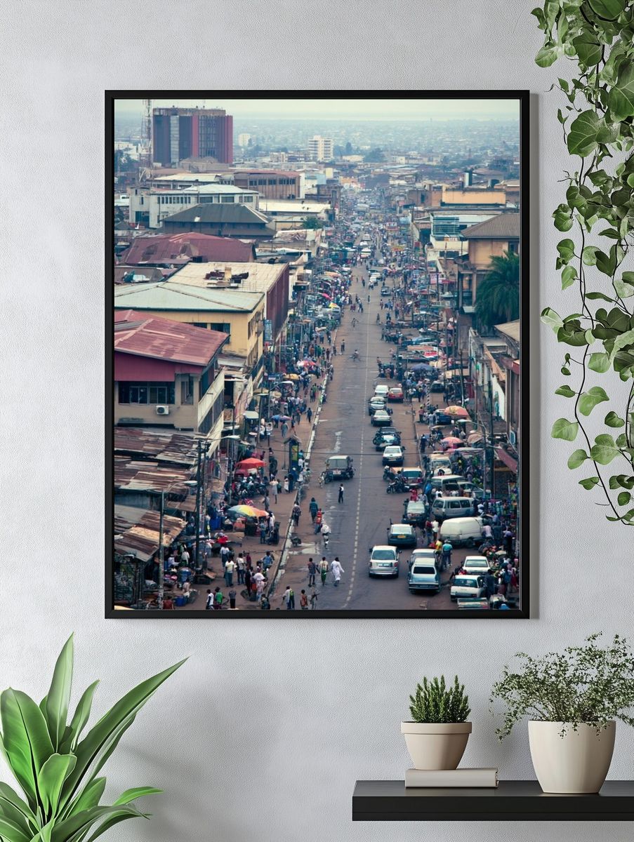 Bustling City Market Street Photography Poster. — room view 4