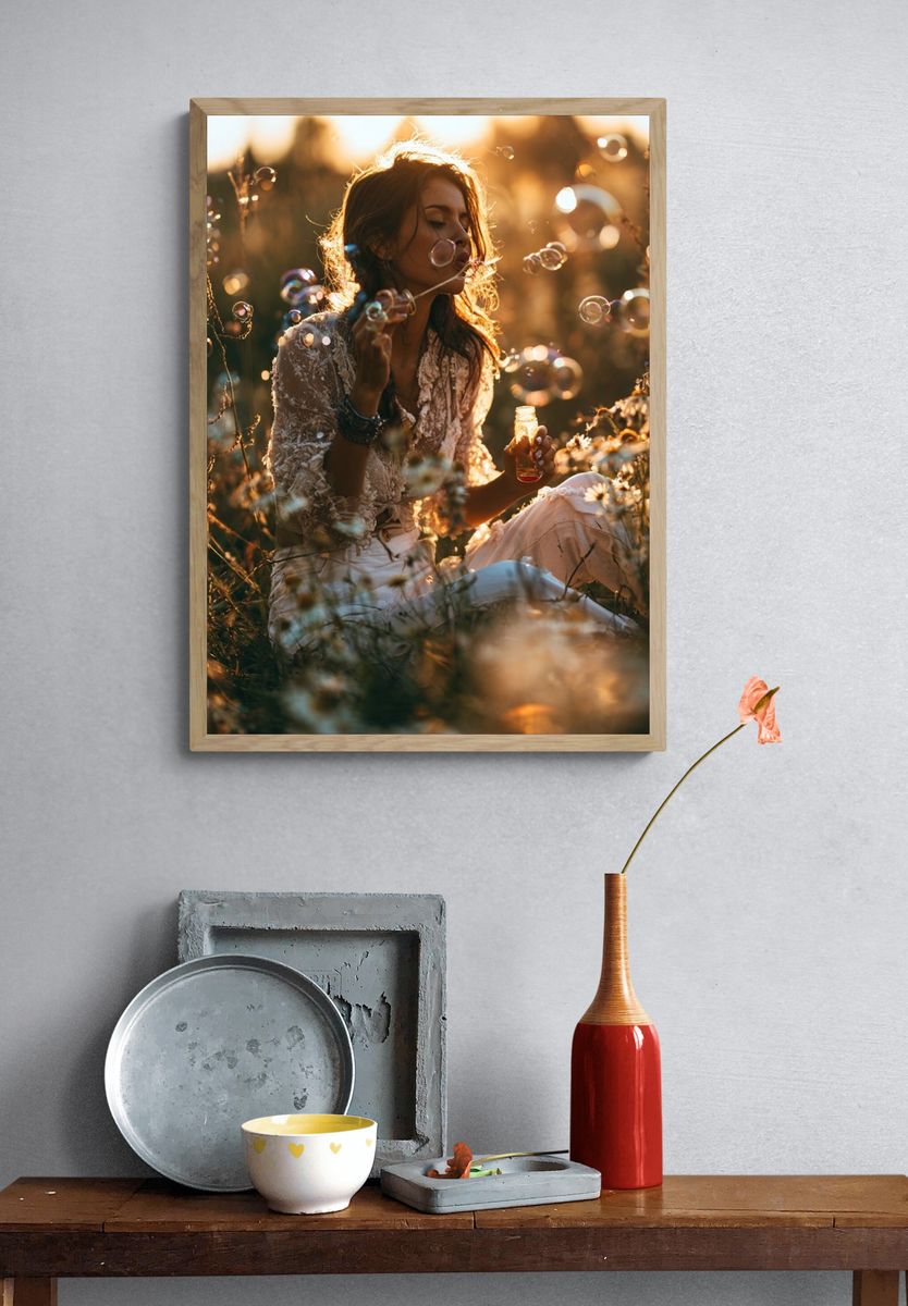 Golden Meadow Portrait Poster. — room view 3