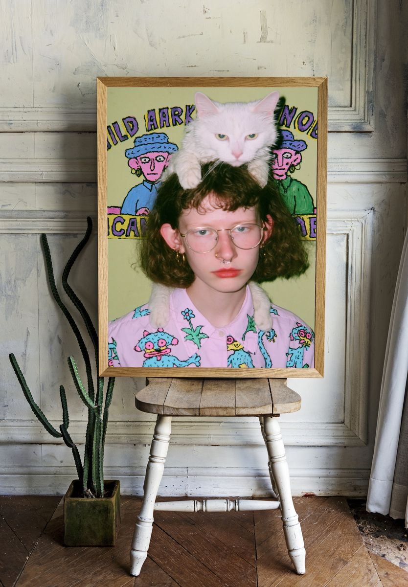 White Cat Portrait Photography Poster. — room view 1