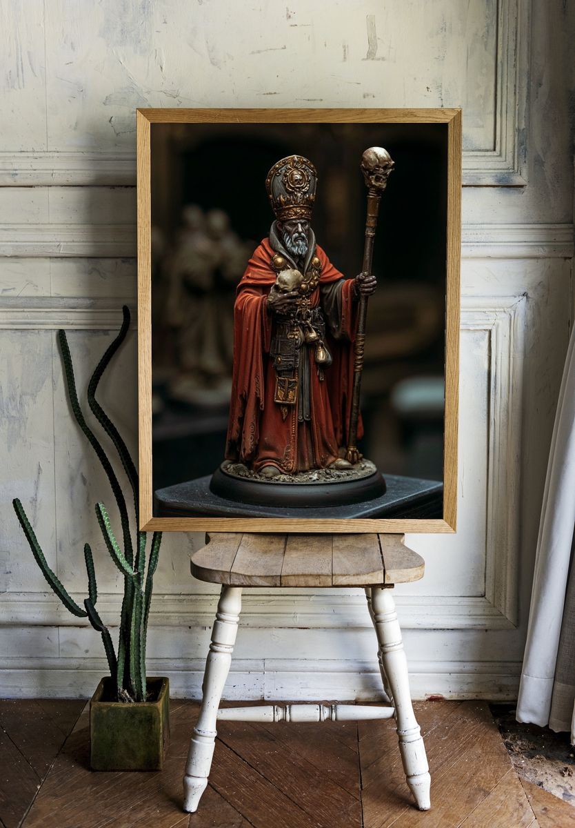Dark Fantasy Cleric Miniature Print. — room view 1