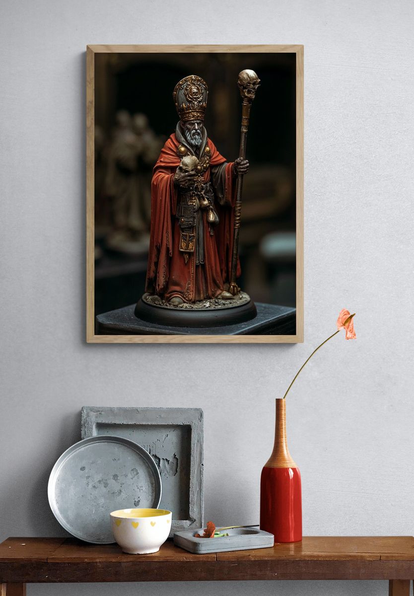 Dark Fantasy Cleric Miniature Print. — room view 3
