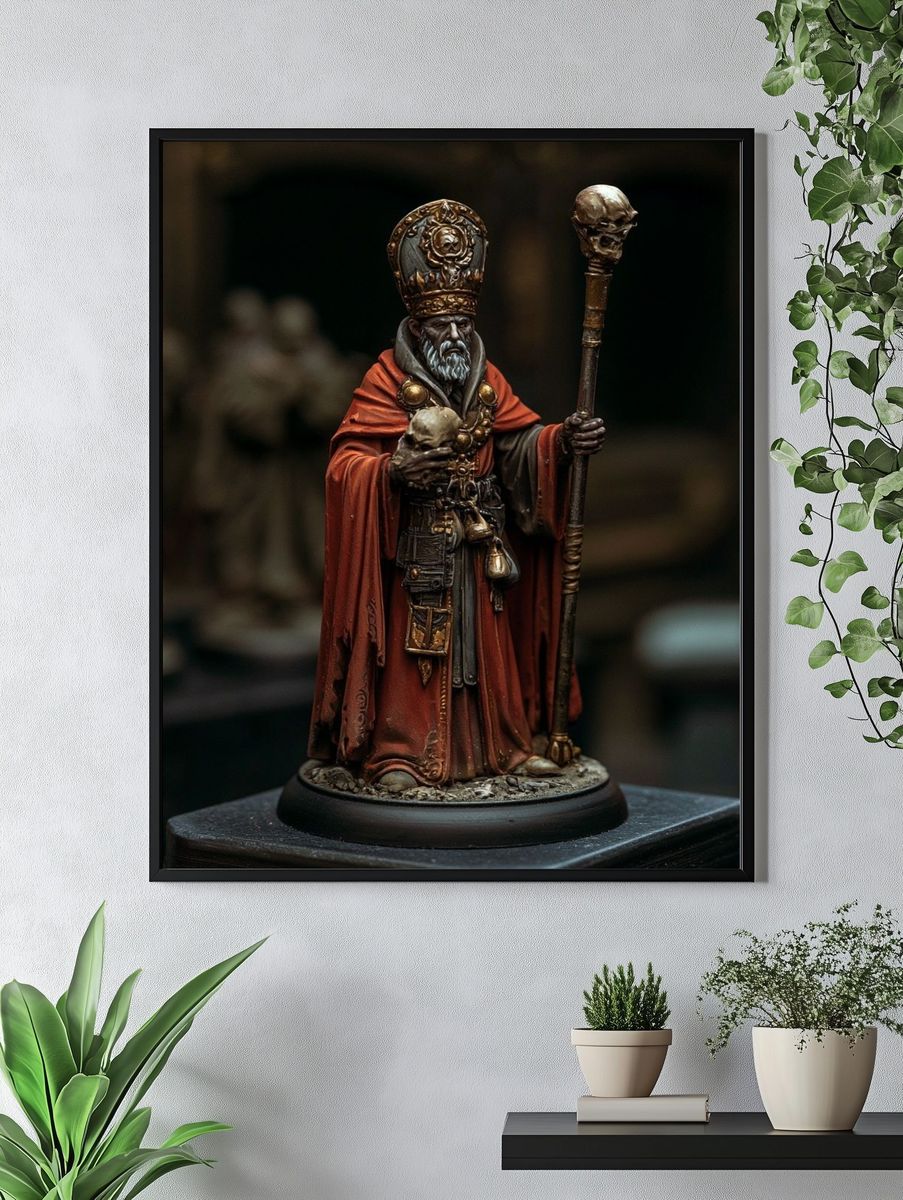 Dark Fantasy Cleric Miniature Print. — room view 4