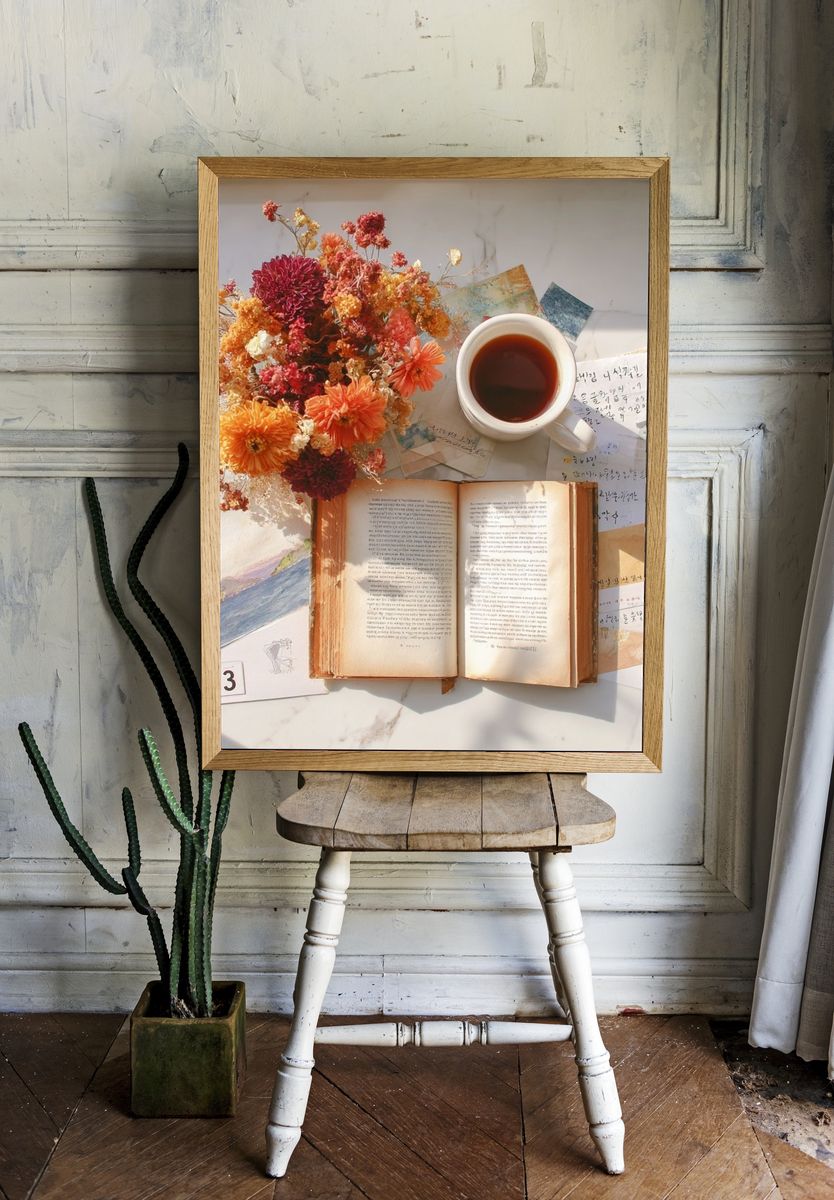 Cozy Still Life with Flowers Poster. — room view 1