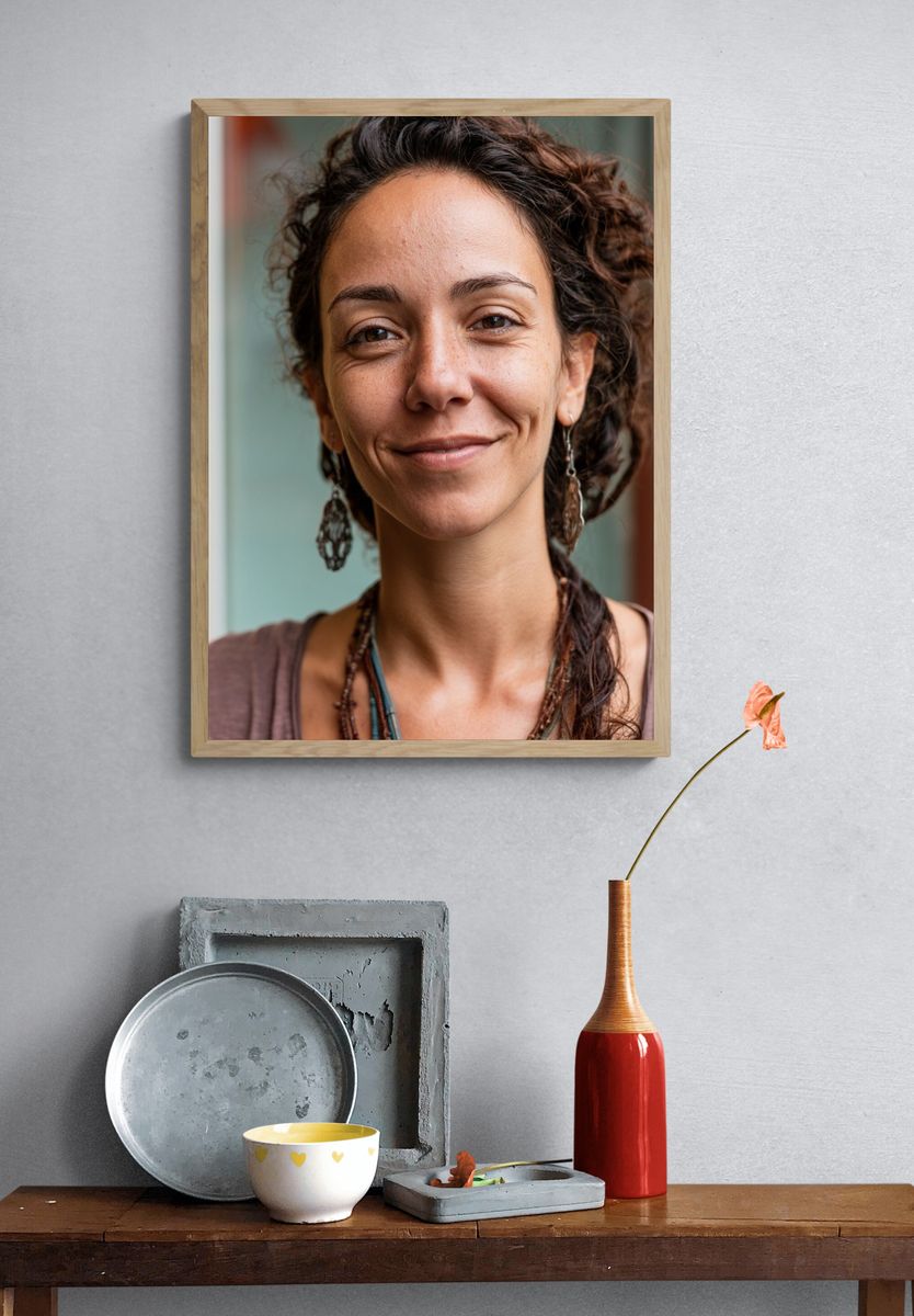 Smiling Woman Portrait Print. — room view 3