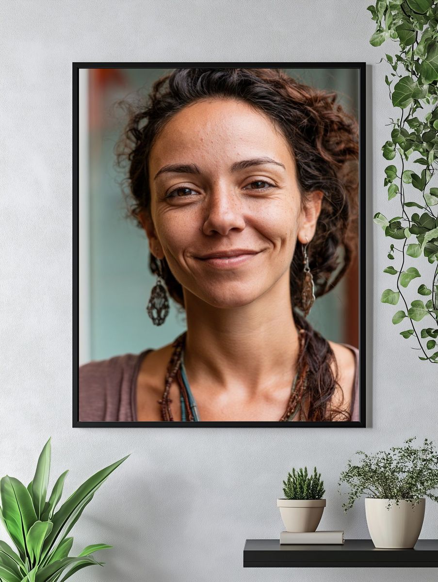 Smiling Woman Portrait Print. — room view 4