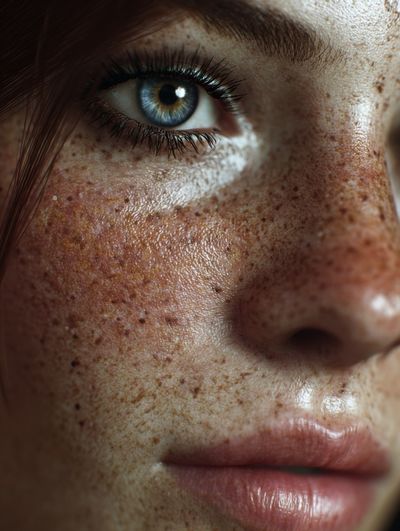 Freckled Face Portrait Photography Poster. poster print