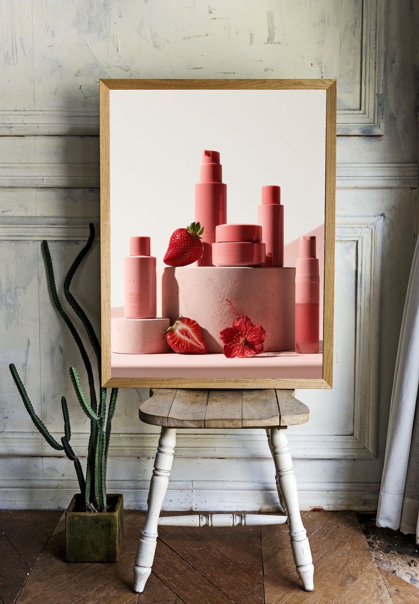 Strawberry Beauty Still Life Poster. — room view 1