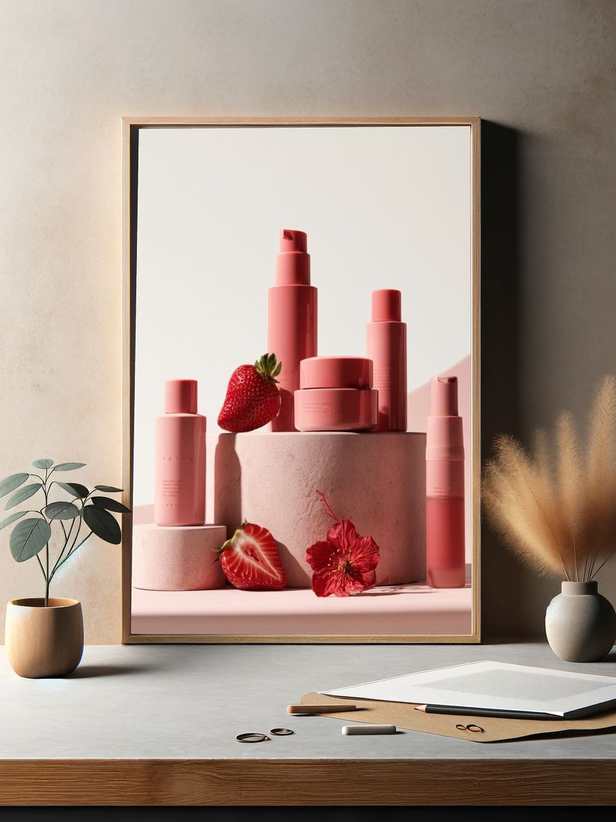 Strawberry Beauty Still Life Poster. — room view 2