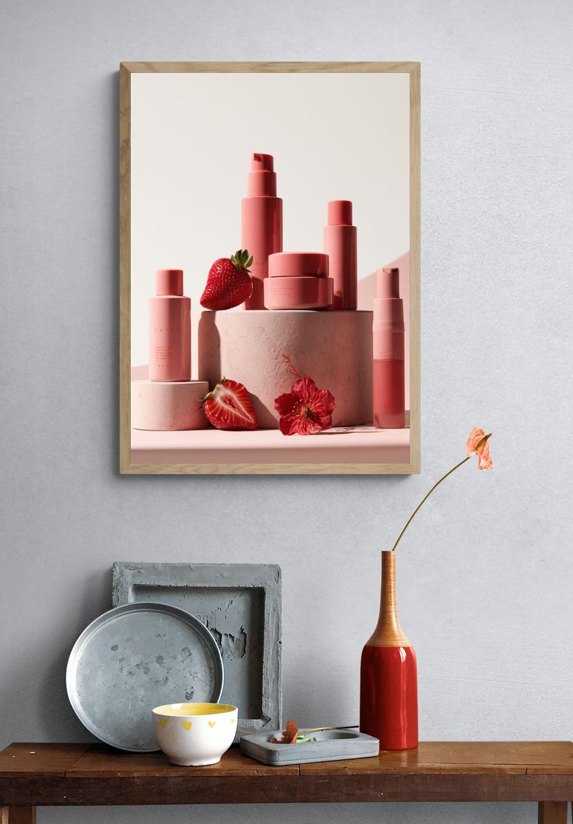 Strawberry Beauty Still Life Poster. — room view 3