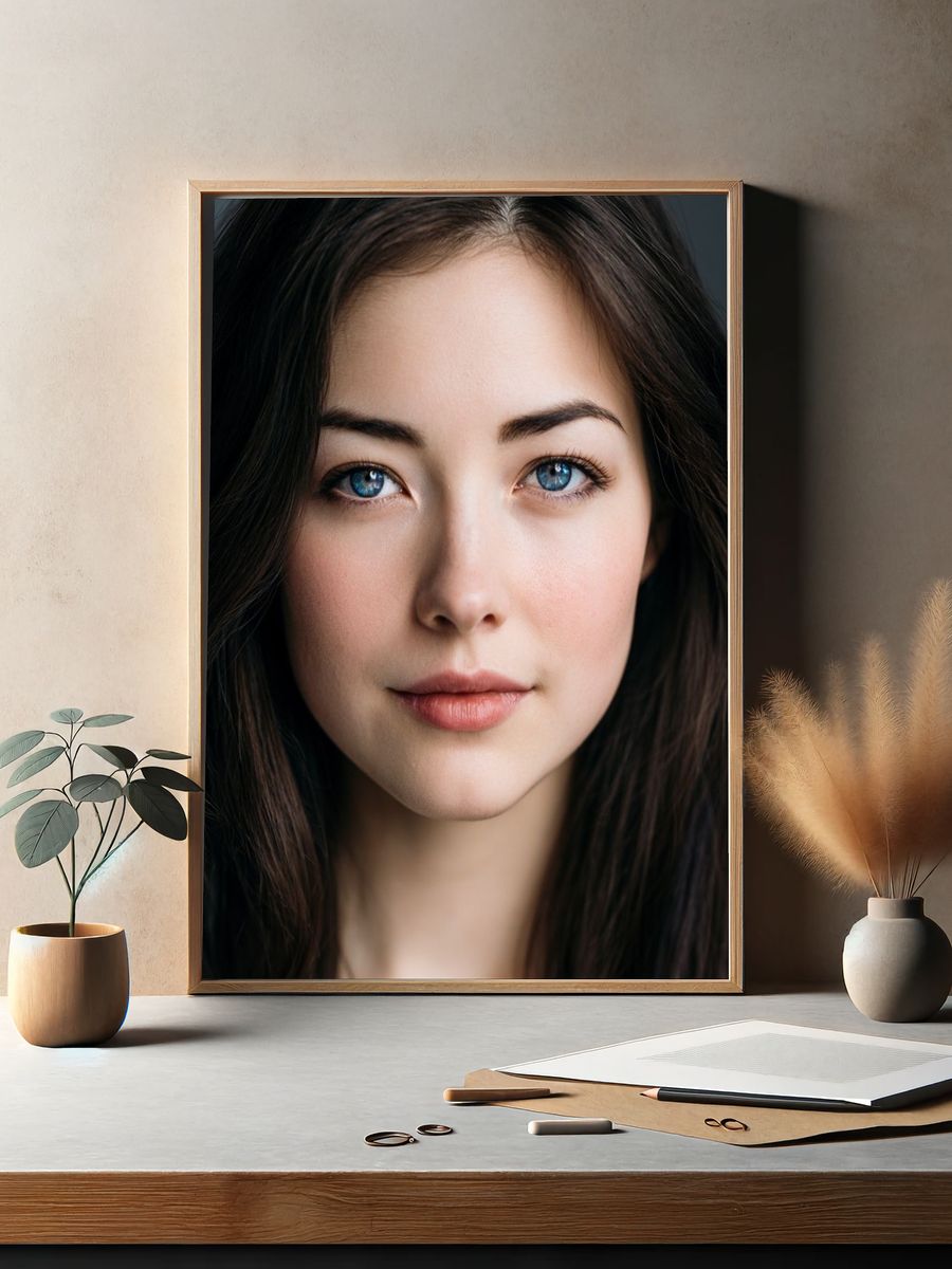 Blue-Eyed Woman Portrait Print. — room view 2