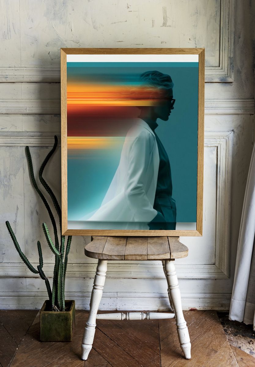 Neon Motion Portrait Print. room preview