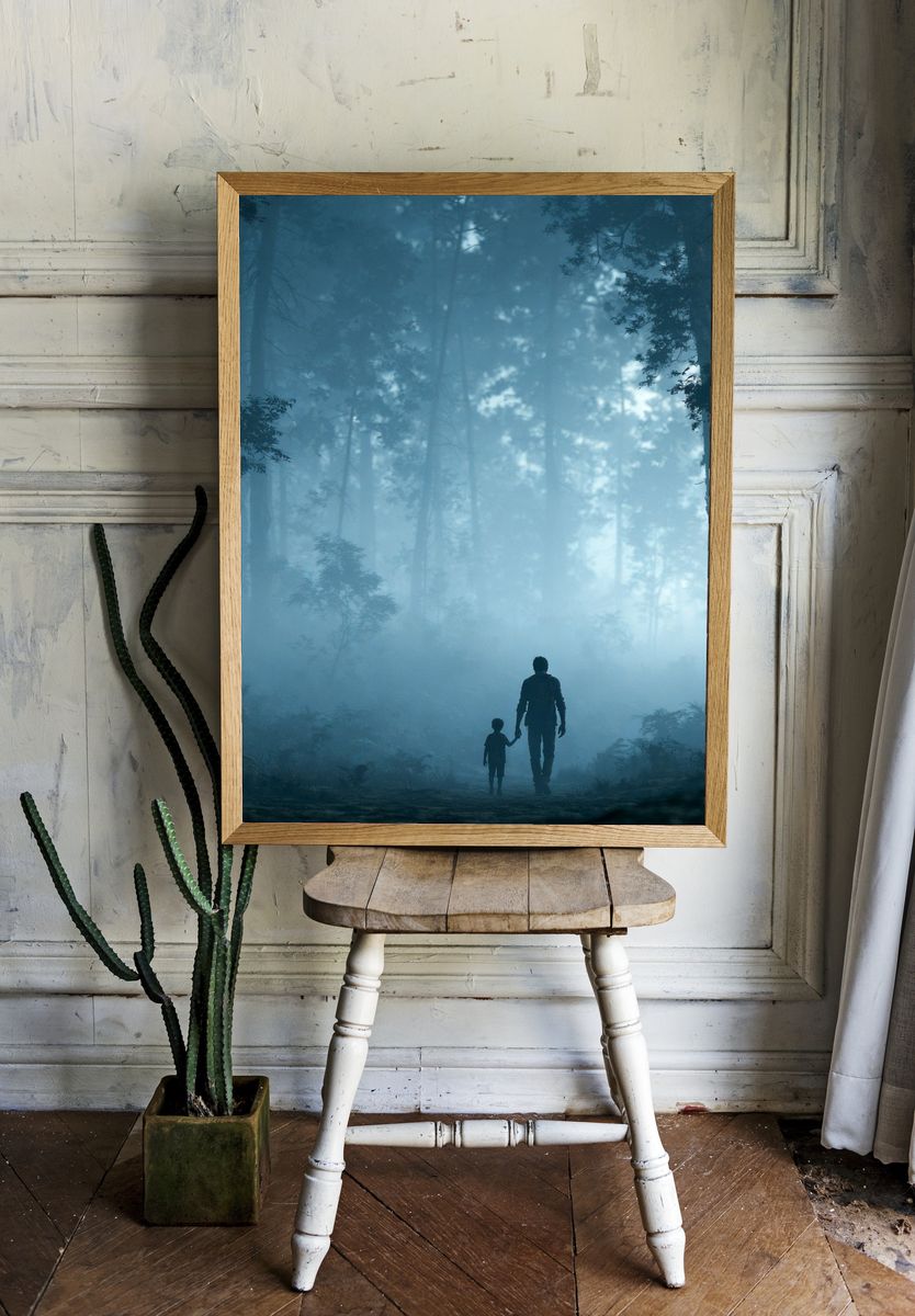 Misty Forest Walk Photography Poster. — room view 1